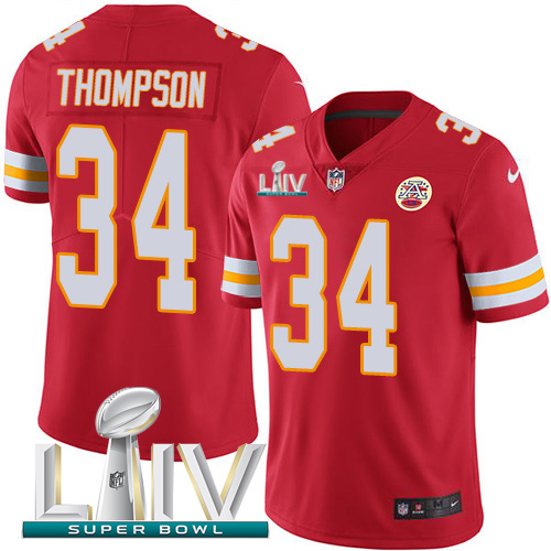 Kansas City Chiefs Nike #34 Darwin Thompson Red Super Bowl LIV 2020 Team Color Youth Stitched NFL Vapor Untouchable Limited Jersey